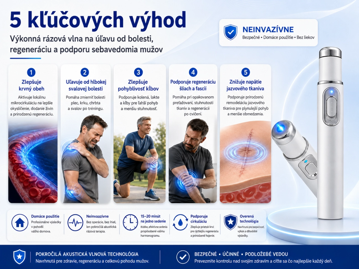 🔬 Pokročilá terapia akustickou rázovou vlnou ⚡ obnovuje zdravie tkanív penisu, zvyšuje pevnosť erekcie, výdrž a sebavedomie mužov 🛡️💪 a zároveň zmierňuje bolesti svalov, stuhnutosť kĺbov a bolesti šliach. 🩺✨